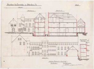 Collegium Bernhardinum, Attendorn: Schnitte und Hofansicht 1:100