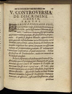 [Articulus] V. Controversia De Discrimine Ciborum.