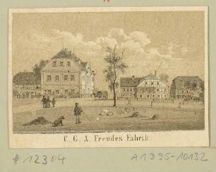 Die Fabrik von C. G. A. Freude in Ebersbach in der Oberlausitz, Ausschnitt aus einem Bilderbogen