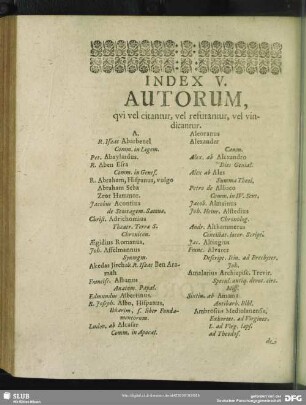 Incex V. Autorum, Qui vel citantur, vel refutantur, vel vindicantur