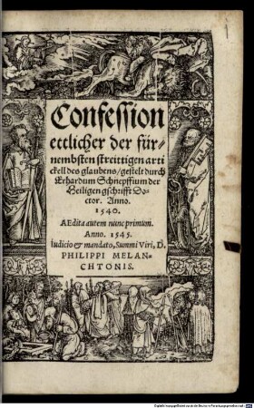 Confession ettlicher der fürnembsten streittigen artickell des glaubens