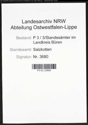 Heiratsregister Standesamt Salzkotten