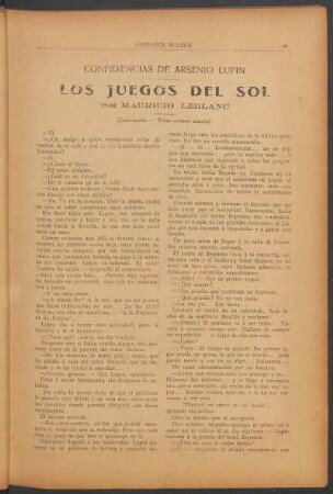 Confidencias de Arsenio Lupin - Los juegos del sol (continuación, véase número anterior)