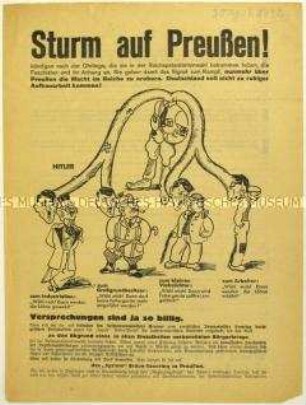Flugblatt der SPD gegen die NSDAP und Aufruf zur preußischen Landtagswahl 1932