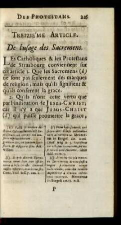 Treiziéme Article. De l'usage des Sacremens.