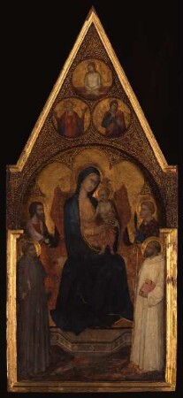 Thronende Maria mit dem Kind und vier Heiligen