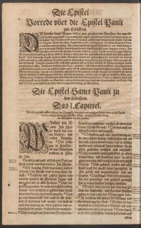Die Epistel Sanct Pauli zu den Colossern.