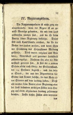 IV. Regierungsform.
