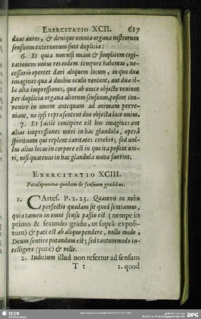 Exercitatio XCIII. Paralipomena quaedam de sensuum gradibus