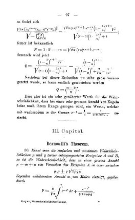 III. Capitel. Bernoulli's Theorem.