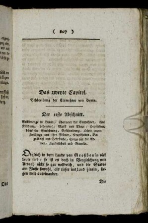 Das zweyte Capitel. Beschreibung der Einwohner von Benin.