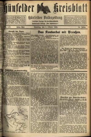 Erste Ausgabe vom Samstag, den 06. Oktober 1928.
