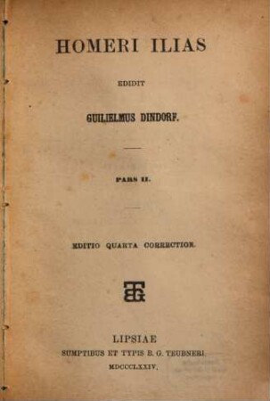 Homeri carmina ad optimorum librorum fidem expressa curante Guilielmo Dindorfio, 1,2