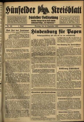 Erste Ausgabe vom Dienstag, den 13. September 1932.