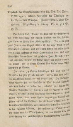 530-535 [Rezension] Döllinger, Ignaz von, Lehrbuch der Kirchengeschichte