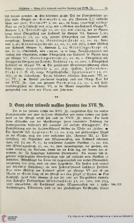 D. Ganz oder teilweise massive Fronten des XVII. Jh.