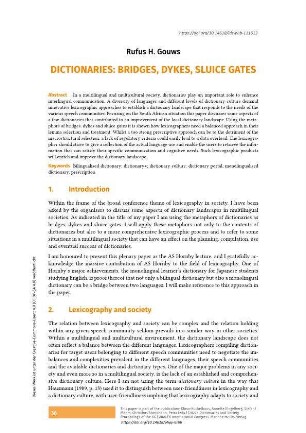 Dictionaries: bridges, dykes, sluice gates