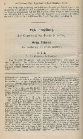 Erste Abtheilung. Der Organismus der Staats-Verwaltung.