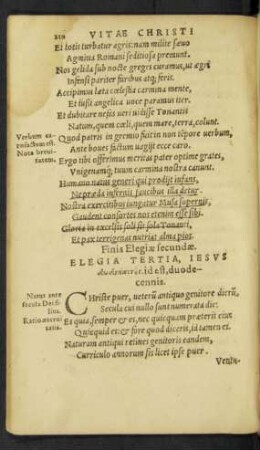 Elegia Tertia, Iesus dōdechaetēs id est, duodecennis.