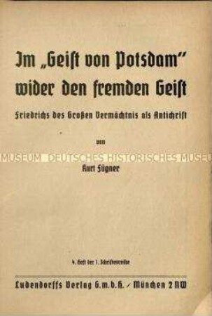 Schrift über die Haltung Friedrichs des Großen zu Glaubensfragen