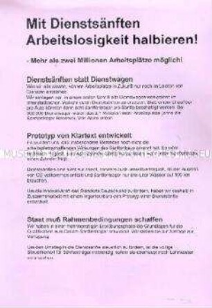 Satirisches Flugblatt zum Abbau der Arbeitslosigkeit