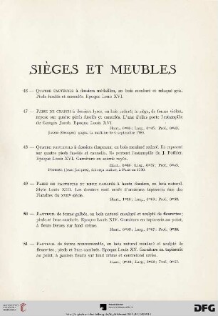 Sièges et meubles (Nr. 46-70)
