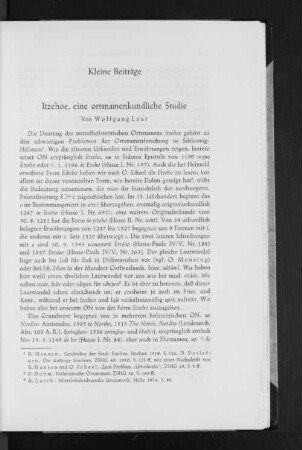 Itzehoe, eine ortsnamenkundliche Studie