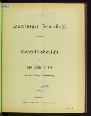 1918: Geschäftsbericht