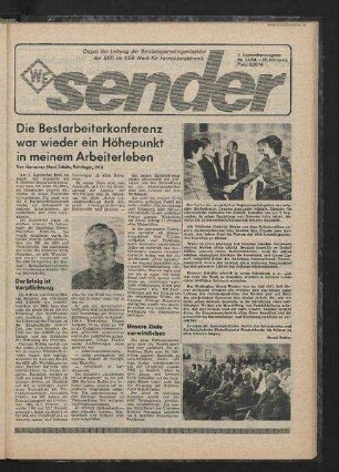 Betriebszeitung 'WF-Sender', Nr.33/1984 (2. Septemberausgabe 1984)