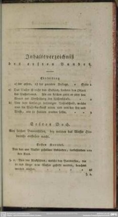 Inhaltsverzeichniß des ersten Bandes