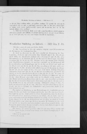 Wendischer Städtetag zu Lübeck. - 1522 Jan. 2-10.