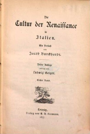 Die Cultur der Renaissance in Italien : ein Versuch, 1
