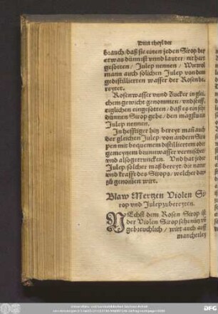 Blaw Merzen Violen Sirop und Julep zubereyten.