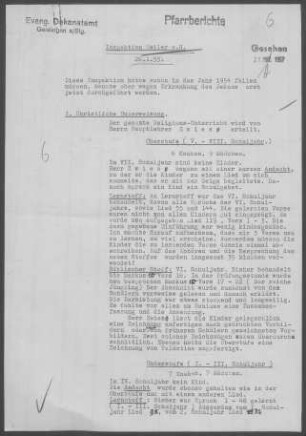 Weiler/Helfenstein: Inspektionsbericht 1955