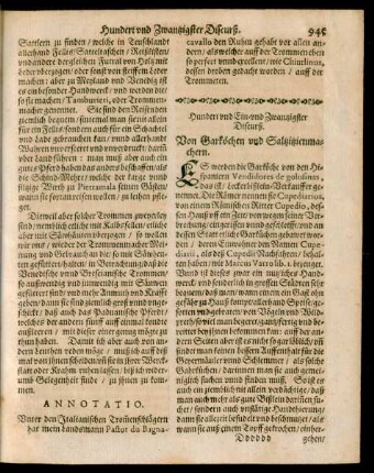 Hundert und Ein- und Zwantzigster Discurß. Von Garköchen und Saltzitzienmachern.