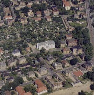 Stadtteilansicht. Bebauung zwischen Hermannstraße, Leubener Straße, Österreicher Straße und Kronstädter Platz