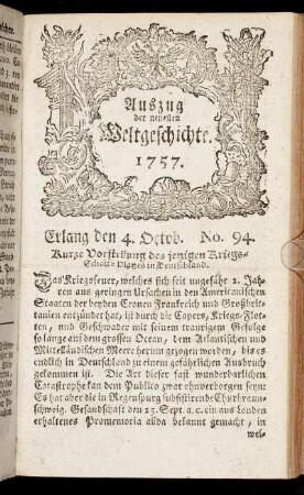 No. 94. Erlang den 4. Octob. 1757.