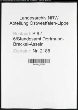 Sterberegister Standesamt Dortmund-Brackel-Asseln (XVI)
