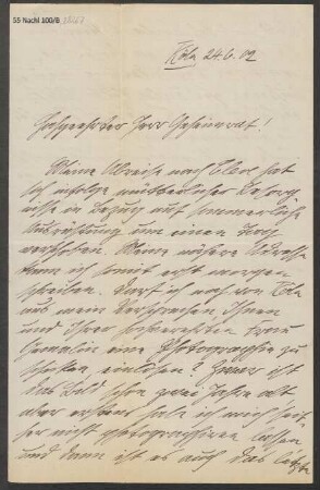Brief an Ludwig Strecker  und B. Schott's Söhne : 24.06.1902