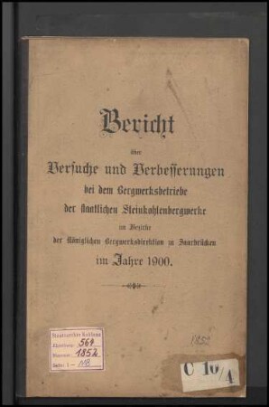 Jahresberichte über Verbesserungen im Bergwerksbetrieb