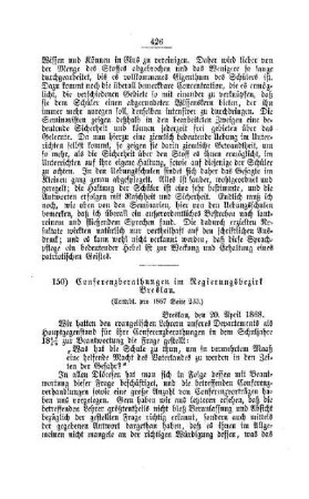 Conferenzberathungen im Regierungsbezirk Breslau : [IV. Seminarien, Bildung der Lehrer und deren persönliche Verhältnisse]