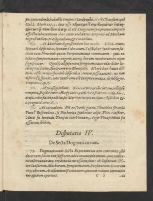 Disputatio IV. De Secta Dogmaticorum.