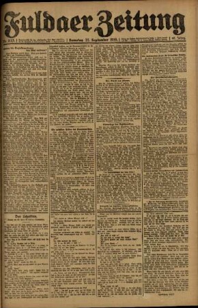 Erste Ausgabe vom Samstag, den 27. September 1919.