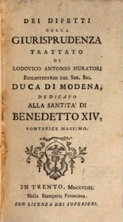 Dei Difetti della Giurisprudenza Trattato