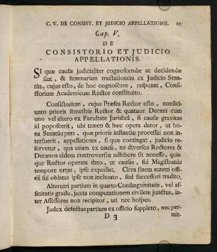V. De Consistorio et Judicio Appellationis.