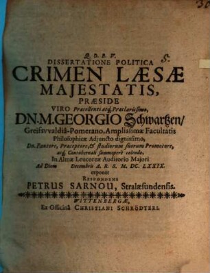 Disp. polit. crimen laesae maiestatis sistens