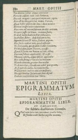 Martini Opitii Epigrammatum Liber.