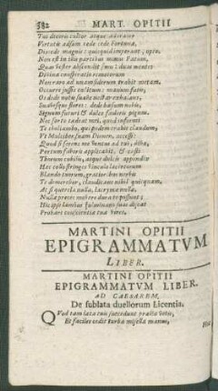 Martini Opitii Epigrammatum Liber.