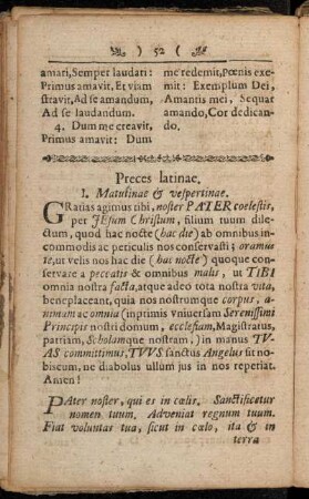 Preces latinae. - Inter lect. biblicam suspirium.