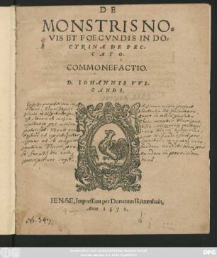 DE || MONSTRIS NO=||VIS ET FOECVNDIS IN DO=||CTRINA DE PEC-||CATO.|| COMMONEFACTIO.|| D. IOHANNIS VVI-||GANDI.||